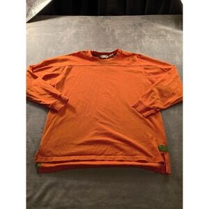 Orvis Shirt Mens Large Orange Organic Cotton Long Sleeve Crewneck Logo Casual